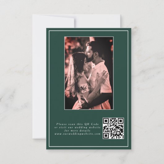 Budget Elegante Kalligrafie Groene Foto QR Code Save The Date (Achterkant)