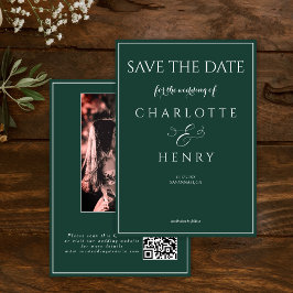 Budget Elegante Kalligrafie Groene Foto QR Code Save The Date