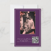 Budget Elegante kalligrafie Paarse foto QR-code Save The Date (Achterkant)