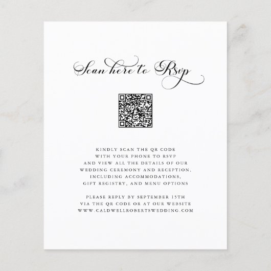 Budget Elegante Kalligrafie QR Code Huwelijksuitno (Achterkant)