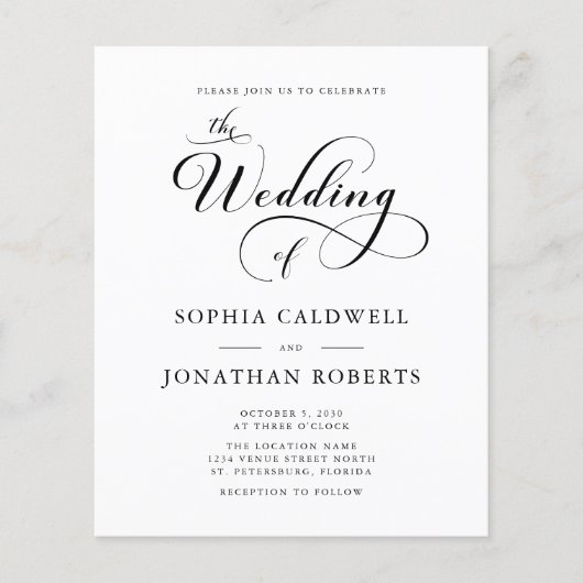 Budget Elegante Kalligrafie QR Code Huwelijksuitno (Voorkant)