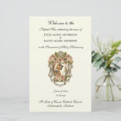 Budget Elegante Katholieke Huwelijksprogramma Brie Briefpapier (Staand voorkant)