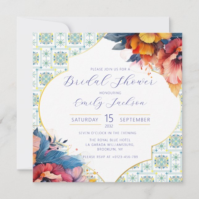 Budget Elegante Marokkaanse Tegels Floral (Voorkant)