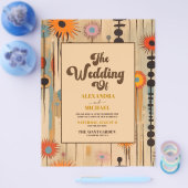 Budget Elegante Mid Century Bloemige Bruiloft Flyer (Enkel)