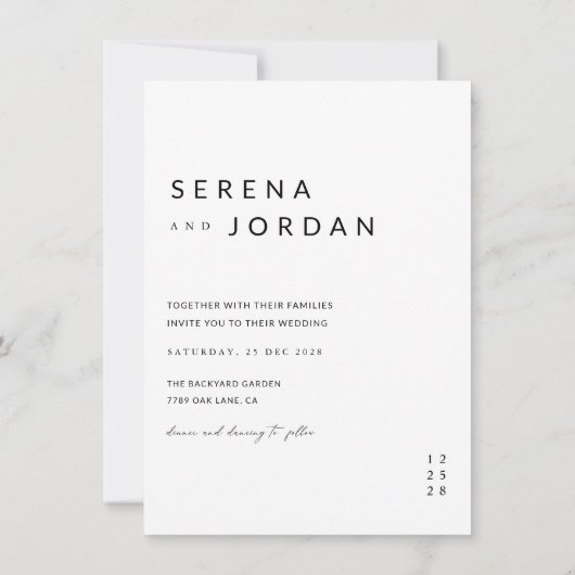 Budget Elegante Minimalistische 2 foto bruiloft Kaart (Achterkant)