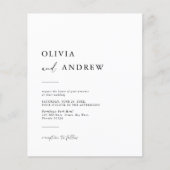 Budget Elegante minimalistische bruiloft uitnodigi (Voorkant)