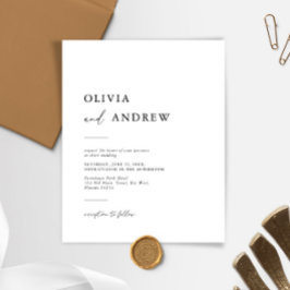 Budget Elegante minimalistische bruiloft uitnodigi