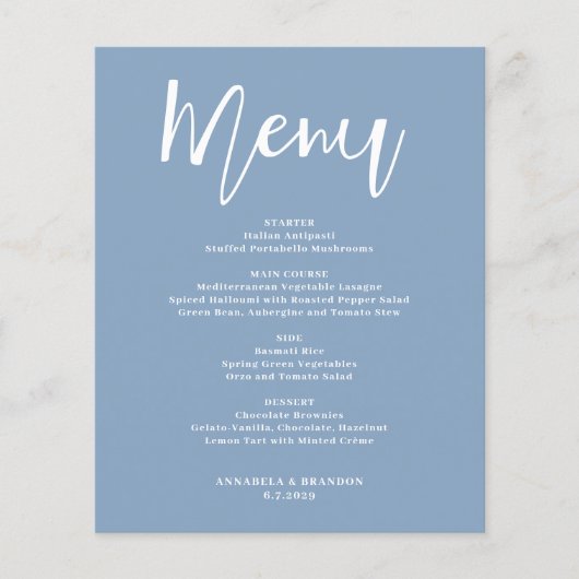 Budget Elegante Minimalistische Dusty Wedding Blue (Voorkant)