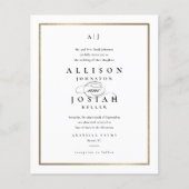 Budget Elegante Monogram Gouden Trouw Uitnodiging (Voorkant)