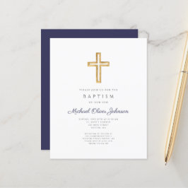 Budget Elegante Navy Blauwe Kruis Jongens Doop