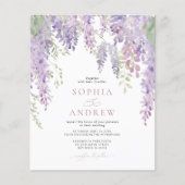 Budget Elegante Paarse Wisteria bruiloft uitnodigi (Voorkant)