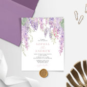 Budget Elegante Paarse Wisteria bruiloft uitnodigi