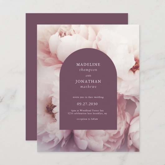 BUDGET Elegante Regal Paarse Pioenen Arch Bruiloft (Voorkant / Achterkant)