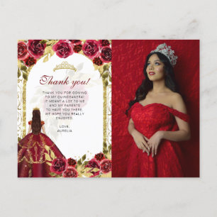 Budget Elegante Rode Bloem Foto Quinceañera Briefkaart