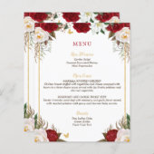 Budget Elegante Rode Bloemen Quinceañera Menu (Voorkant / Achterkant)