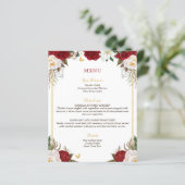 Budget Elegante Rode Bloemen Quinceañera Menu (Staand voorkant)