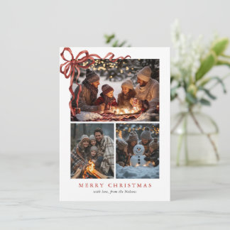 Budget Elegante Rode Boog Kerst Vier Foto Vakantie Feestdagenkaart