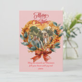 Budget Elegante Rode Strik Kerst Foto Vakantie Feestdagenkaart (Staand voorkant)