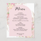 Budget Elegante Roze Bloemboog Menu Kaart (Voorkant)