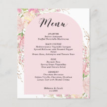 Budget Elegante Roze Bloemboog Menu Kaart