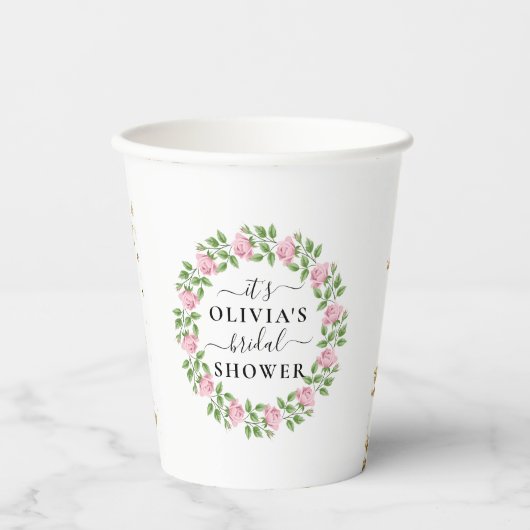 Budget Elegante Roze Bruiloftsfeest Papieren Beker (Voorkant)