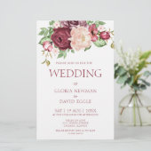 Budget Elegante Roze Marsala Bruiloft Uitnodiging (Staand voorkant)