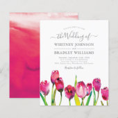 Budget Elegante Roze Tulp Trouw Uitnodigingen (Voorkant / Achterkant)