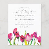 Budget Elegante Roze Tulp Trouw Uitnodigingen (Voorkant)