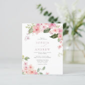 Budget Elegante Sakura Bloemen Bruiloft Uitnodigin (Staand voorkant)