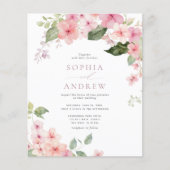 Budget Elegante Sakura Bloemen Bruiloft Uitnodigin (Voorkant)