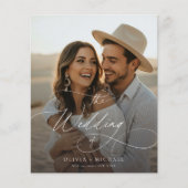 Budget Elegante Script Boho Foto Huwelijksuitnodig (Voorkant)