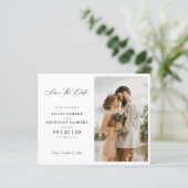 Budget elegante script foto bruiloft save the date (Staand voorkant)