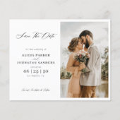 Budget elegante script foto bruiloft save the date (Voorkant)