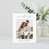 Budget Elegante Script Foto Collage Save The Date (Staand voorkant)