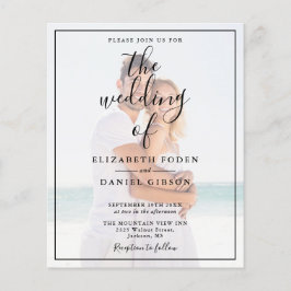 Budget Elegante Script Foto Trouw Uitnodiging