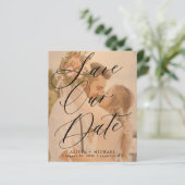 Budget elegante script foto trouwkaart save the da (Staand voorkant)