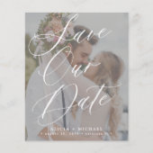 Budget elegante script foto trouwkaart save the da (Voorkant)