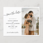 Budget elegante script foto trouwkaart save the da flyer (Voorkant)