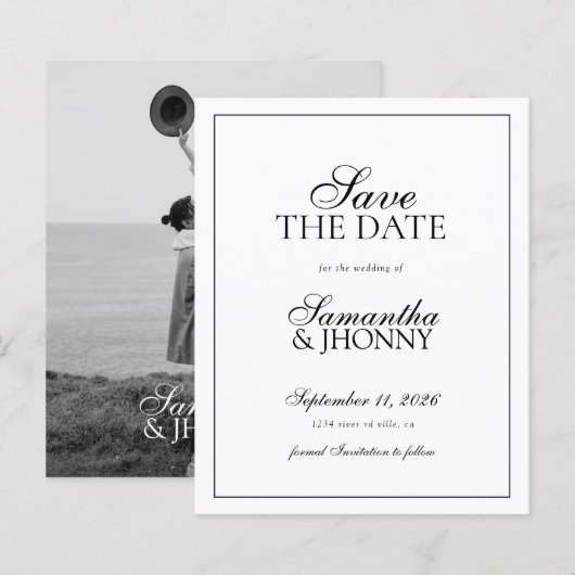 BUDGET Elegante Script Rand Foto Huwelijk (Voorkant / Achterkant)