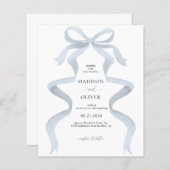 BUDGET Elegante Stoffige Blauwe Boog Monogram Brui (Voorkant / Achterkant)