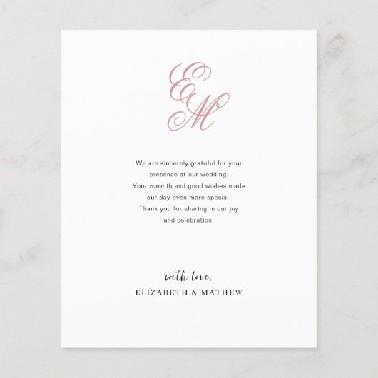 BUDGET Elegante stoffige roze monogram foto bruilo (Achterkant)