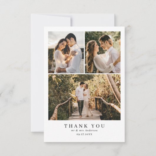 BUDGET Elegante stoffige roze monogram foto bruilo Bedankkaart (Voorkant)