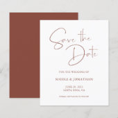 Budget Elegante Terracotta Script Save the Date (Voorkant / Achterkant)