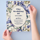 Budget Elegante Waterverf Blauw Bloemen Bruiloft Flyer (Hand)