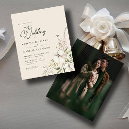 Budget Elegante Waterverf Bloemenfoto Wedd Invite