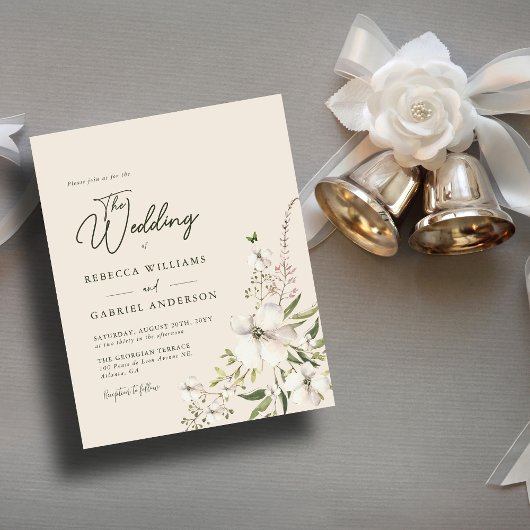 Budget Elegante Waterverf Bloemenfoto Wedd Invite