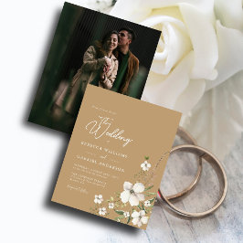 Budget Elegante Waterverf Bloemenfoto Wedd Invite