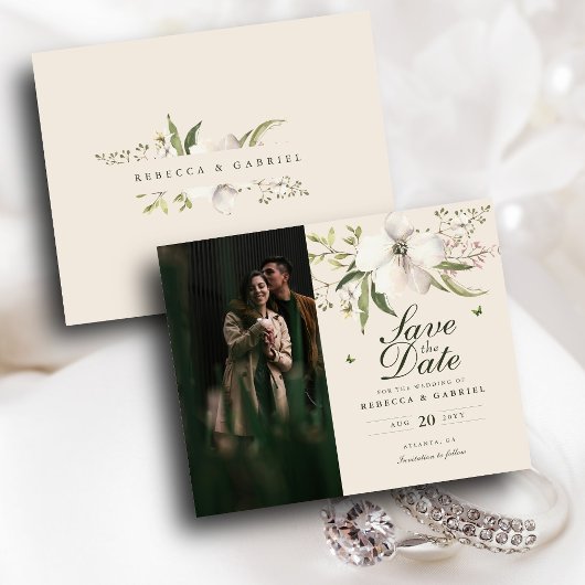 Budget Elegante Waterverf Floral Save the Date Pic Flyer