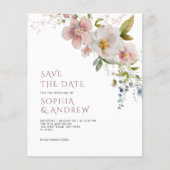 Budget Elegante Wildbloemen Bruiloft Save the Date (Voorkant)