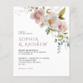 Budget Elegante Wildbloemen bruiloft uitnodiging (Voorkant)